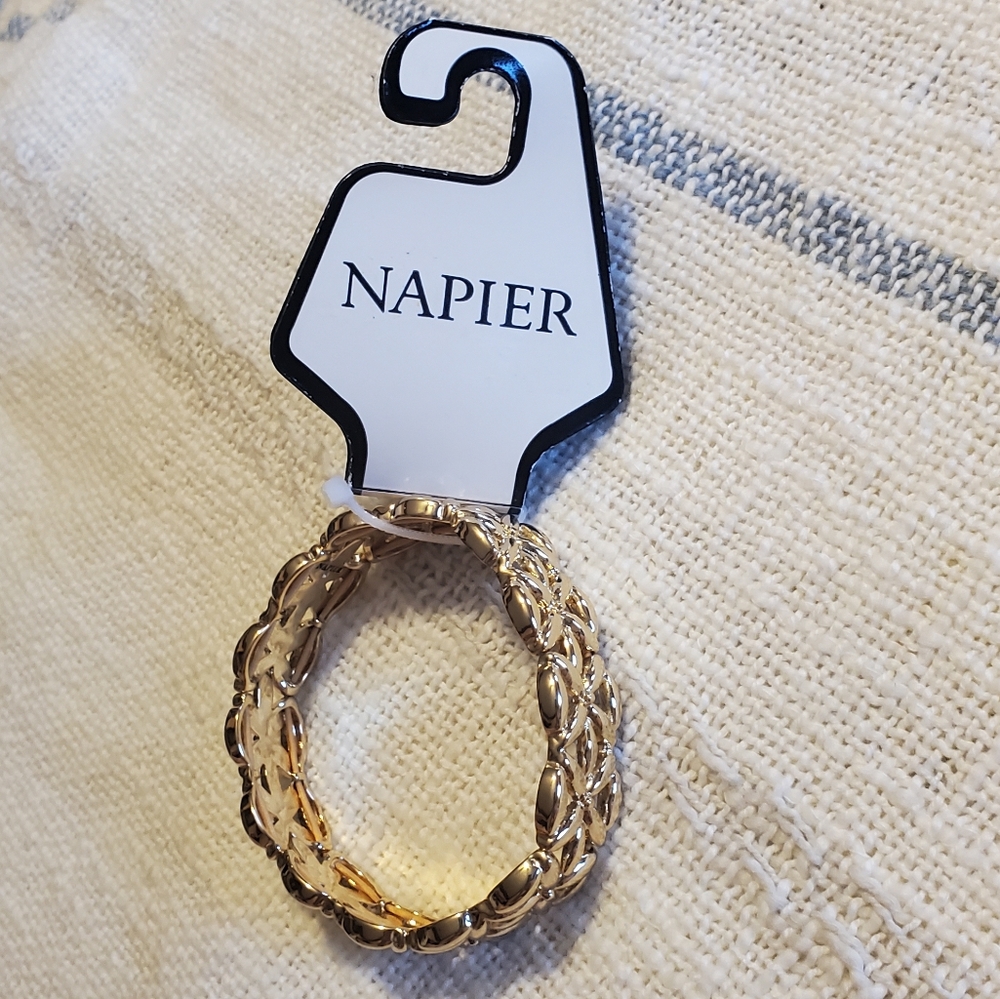 Napier gold tone stretch WEAVES bracelet